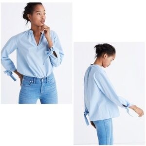 Madewell Top Blouse Sz S Striped Tie
